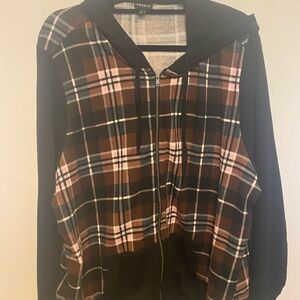 Torrid Black and Gray Plaid Hoodie